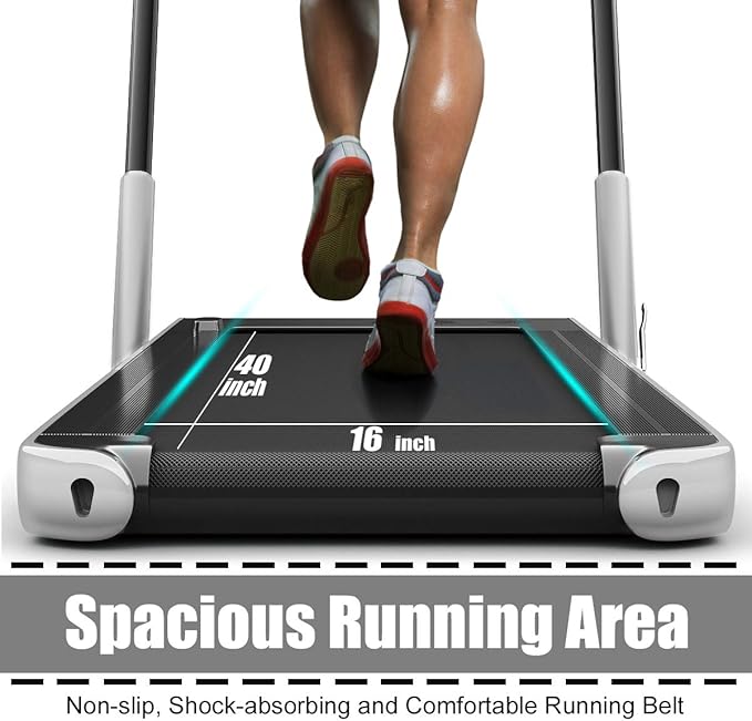 GYMAX Walking Pad, 2 in 1 Free Installation Under Desk Treadmill with Smart App, Remote Control & LED Display, 2.25HP Foldable Portable Compact Running Machine for Small Spaces Home Office