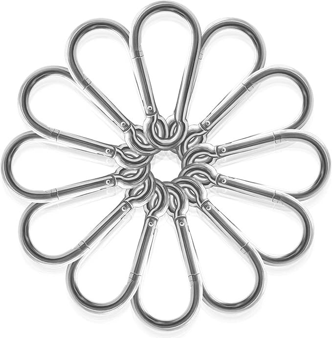 10Pack 5.5 Inch Spring Snap Hooks, Heavy Duty Carabiner Clips for Swing, 12MM 1/2” Quick Chain Link Buckle Clip Keychain Carabiners for Hammock Fitness Gym Boating-1350lbs Capacity