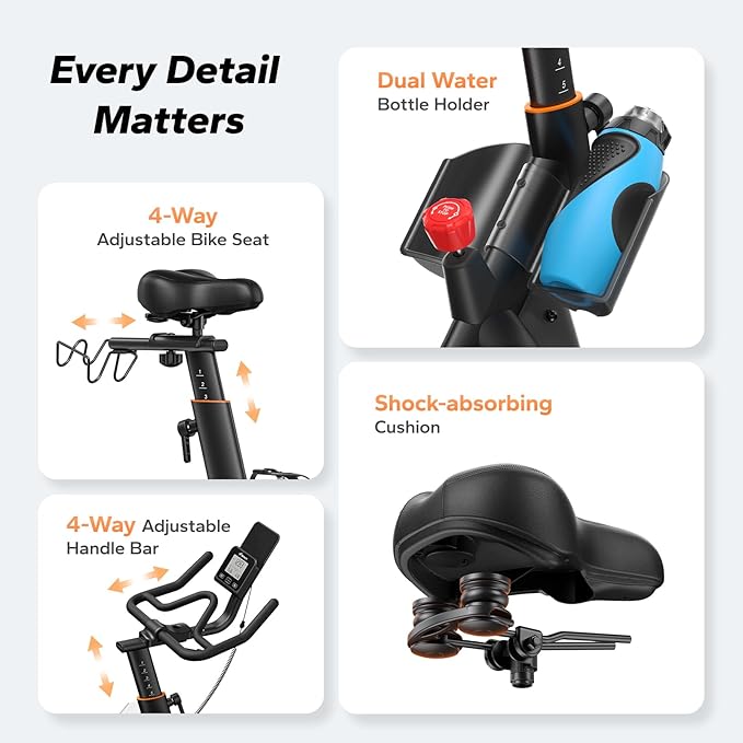 MERACH Magnetic Exercise Bike, Indoor Cycling Bike with Self-Developed App, 350 lbs Weight Capacity & 40 lbs Flywheel, Stationary Bike for Home Gym Fitness