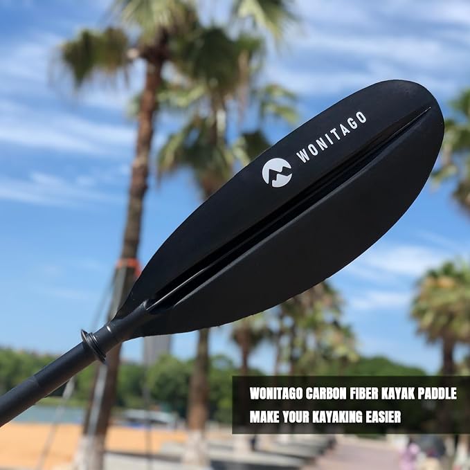 Kayak Paddle Premium Carbon Fiber Paddle with Reinforced PP + Fiberglass Blade, Floating Adjustable Kayaking Oars, 3 Piece, 220-240 cm/86-94 Inches, 240-260 cm/94-102 Inches