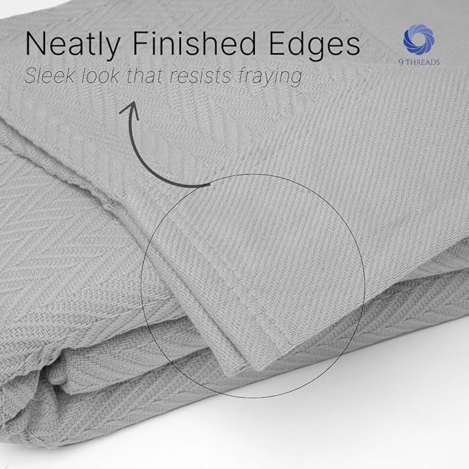 100% Cotton Herringbone Blankets, 66"X90" Twin, Throw Blanket for Bed, All Season Cotton Blanket, Cozy Blanket,Throws & Bed Blanket, Throw Blanket for Couch, Modern Home Decor -Scottish Grey