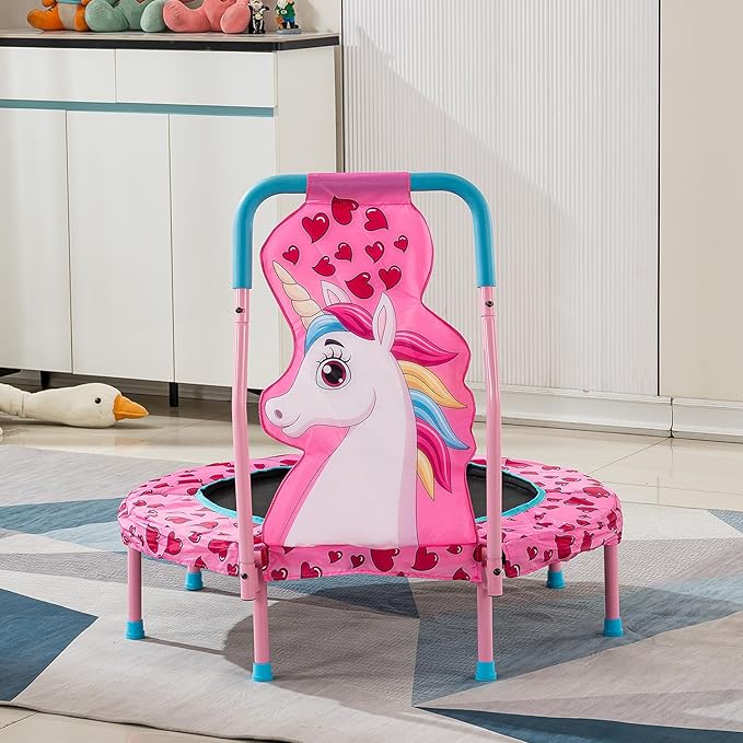 36" Trampoline with No-Gap Design, Mini Trampoline for Kids, 3FT Indoor/Outdoor Rebounder with Handle