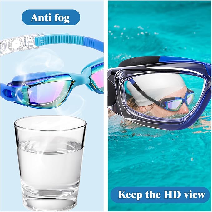 Konohan 10 Pack Swim Goggles Bulk for Kids adult Pool Goggles Anti Fog Silicone No Leak Swimming Glasses for Men Women Youth