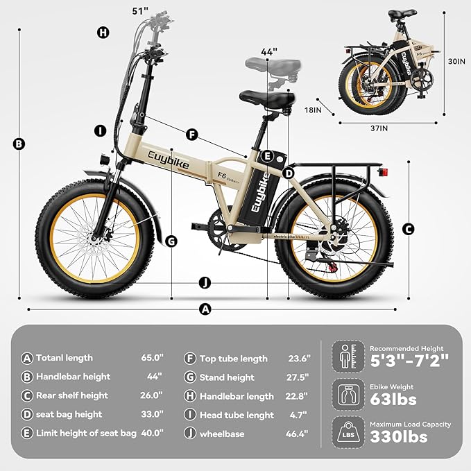 Foldable Electric Bike for Adults, 30+MPH, 48V 20Ah Removable Lithium Battery up to 80Miles, 20" Fat Tire 1000W Peak Motor Dirt Ebike Adult Electric Bicycle for Commute Beach Mountain E Bike