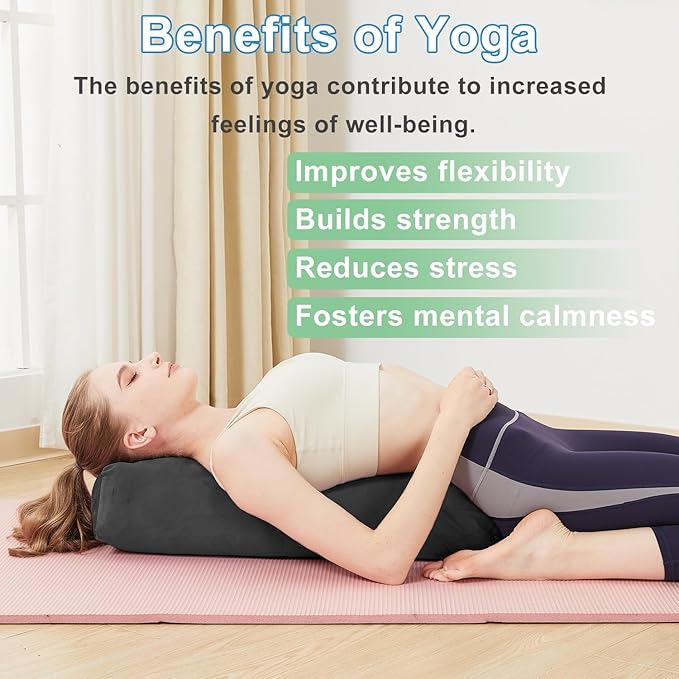 Rectangular Yoga Bolster Pillow, Meditation Pillow for Yin & Restorative Yoga, Filled with Wasted Sponge
