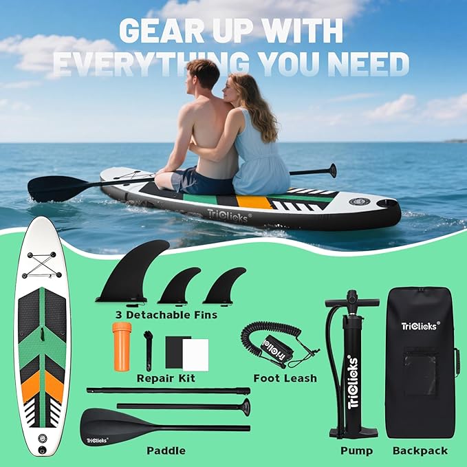 10' Inflatable Stand Up Paddle Board, Ultra-Light Wide Yoga Board for All Skill Levels with Premium SUP Paddleboard Accessories, 84L Waterproof Bag, Non-Slip Comfort Deck for Youth & Adults