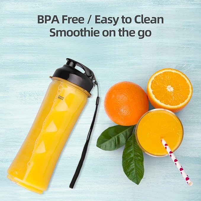 La Reveuse Smoothies Blender Personal Size 300 Watts with 18 oz BPA-Free Portable Travel Sports Bottle (Pink)