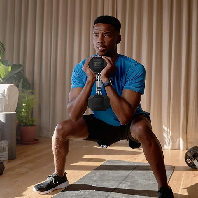 RITFIT 300/350/450/650/180/200/210 LB Rubber Hex Dumbbells Set with Optional Dumbbell Rack, Multi Weight Set to Choose, Ideal for Home Gym and Fitness