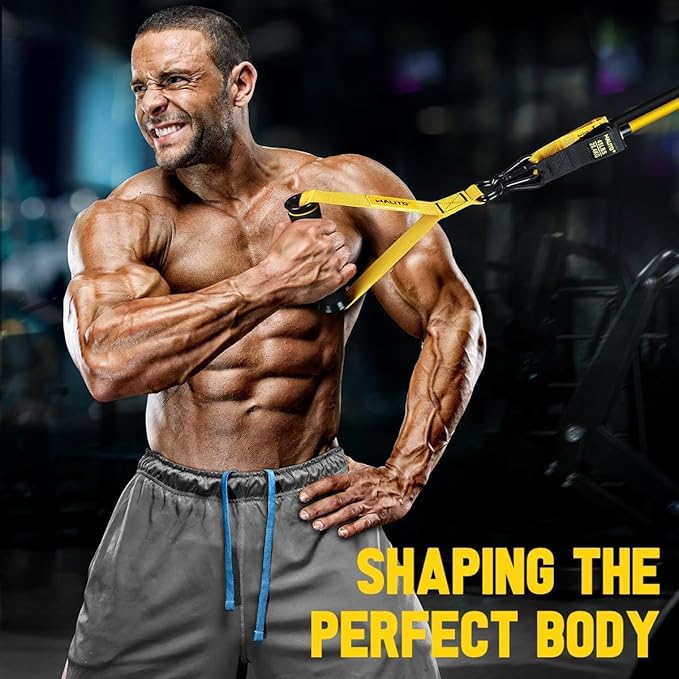 WALITO Resistance Bands Set - Exercise Bands with Handles, Door Anchor, Legs Ankle Straps, for Heavy Resistance Training, Physical Therapy, Muscle Training, Yoga, Home Workouts