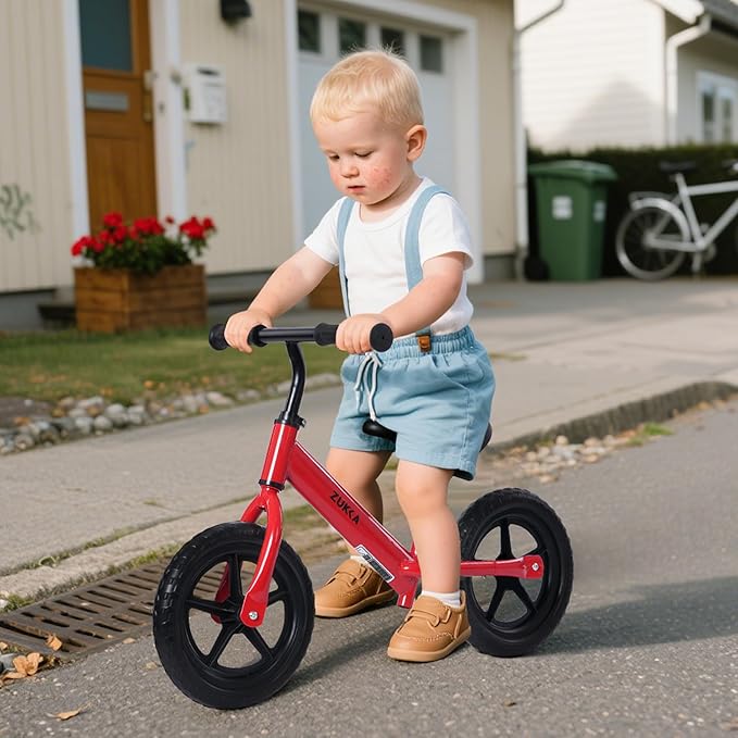 12 inch Toddler Balance Bike Adjustable Handlebar & Seat Anti-Slip Grip Suitable for 2-5 Years Old with Footrest Lightweight for Tolddlers Boys Girls Multiple Colors to Choose