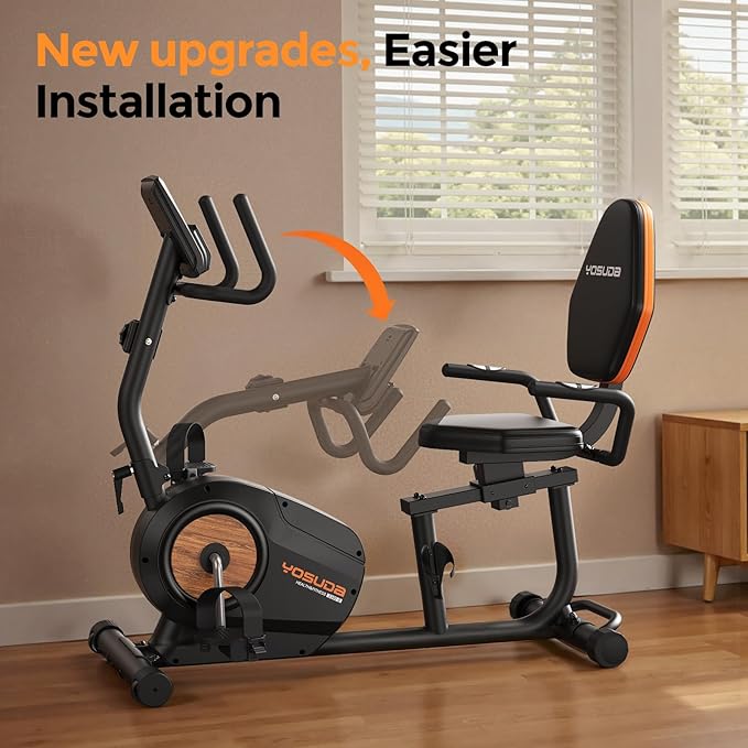 YOSUDA Recumbent Exercise Bike for Home,Magnetic Staionary Bike for Seniors/Adults with Adjustable Seat, 350LB Capacity, 16-level Resistance, LCD Monitor & Pulse Sensors