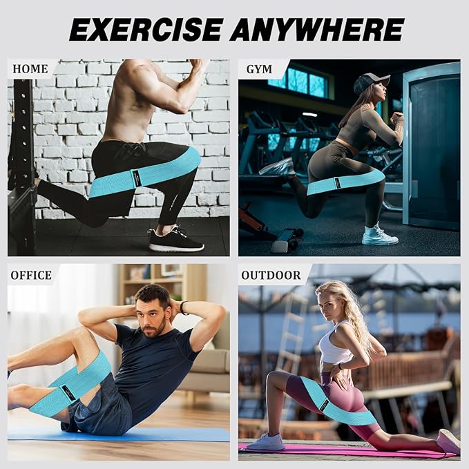 12 Pcs Fabric Resistance Bands for Working Out Booty Workout Stretch Exercise Bands Non Slip for Legs Squat Resistance Loop for Women Men Starter Butt Hip Thigh Fitness