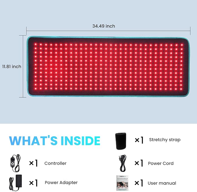 iTHERAU Large Red Light Therapy Belt 360 LED Infrared Red Light Device for Body, Resolve Inflammation, Relieve Joint or Back Pain, Muscle Stiffness, Red Light Wrap 660 & 850nm Wavelengths, Blue Edge