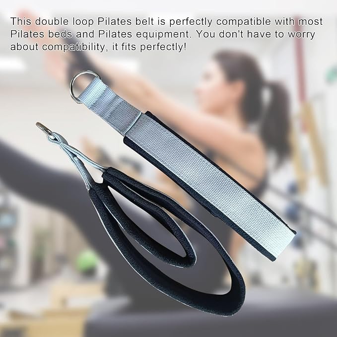 Pilates Double Loop Straps for Reformer, D Ring Straps Handle, Yoga Exercise Straps, 2 PCS