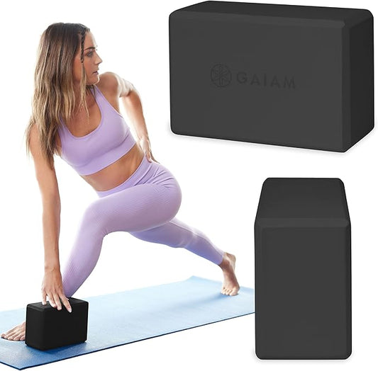 Gaiam Yoga Block - Supportive Latex-Free Eva Foam - Soft Non-Slip Surface with Beveled Edges for Yoga, Pilates, Meditation - Yoga Accessories for Stability, Balance, Deepen Stretches