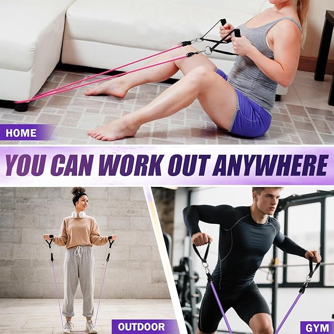 WHATAFIT Resistance Bands, Exercise Bands,Resistance Bands for Working Out, Work Out Bands with Handles for Men and Women Fitness, Strength Training Home Gym Equipment
