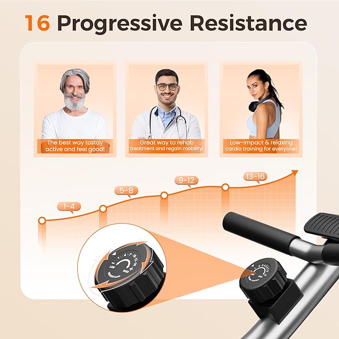 YOSUDA Recumbent Exercise Bike for Home,Magnetic Staionary Bike for Seniors/Adults with Adjustable Seat, 350LB Capacity, 16-level Resistance, LCD Monitor & Pulse Sensors