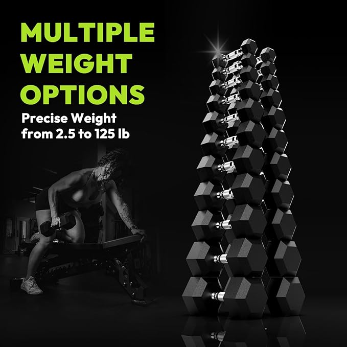 Hex Dumbbell Set, 30-480 lb Set Rubber Encased Exercise & Fitness Dumbbells, Weights Dumbbells Set, Hand Weight for Strength Training