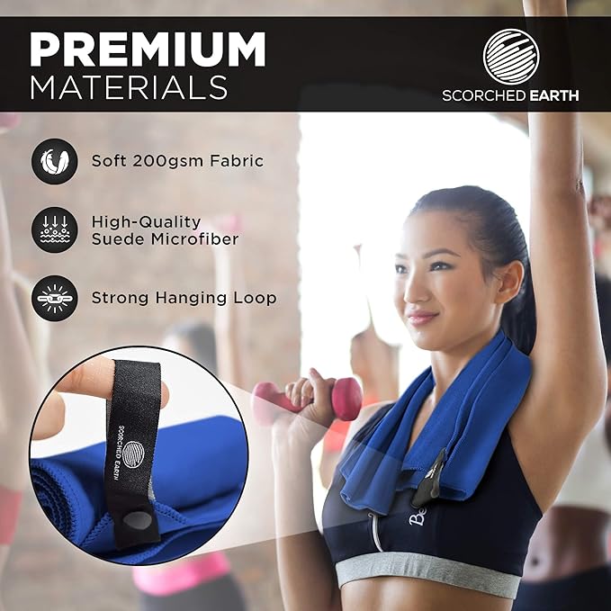 ScorchedEarth Microfiber Travel & Sports Towel Set (Royal Blue) - XL Set (39x70.5 & 12x24)