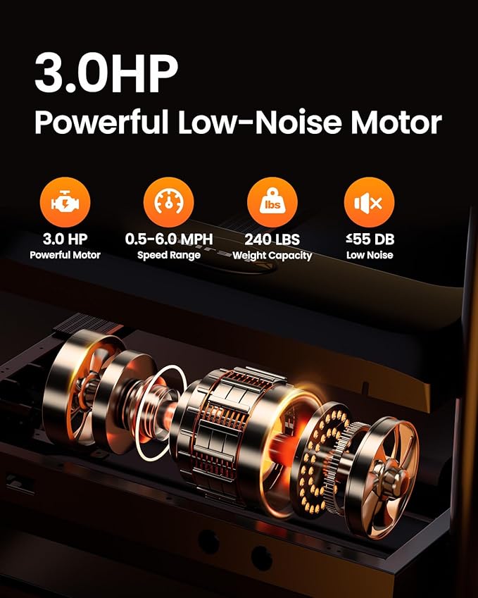 Treadmills for Home, 3.0HP Quiet Brushless Foldable Treadmill with Incline, Small Space Portable Running Walking Machine, 300/240 Lbs Capacity with 12 Preset PROG, LED Display and Phone Holder