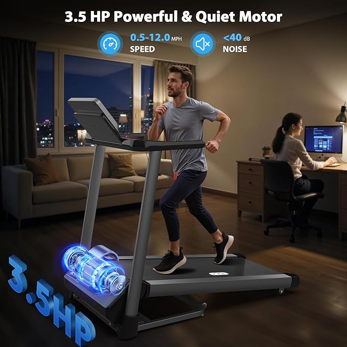 CIIHI Treadmill with Auto Incline - 400 LBS Capacity 15% Auto Incline Treadmill for Home - 0.5-12 MPH Foldable Running Machine with 47.2”x18.1” Belt, APP, Speaker, Speed & Incline Quick Button
