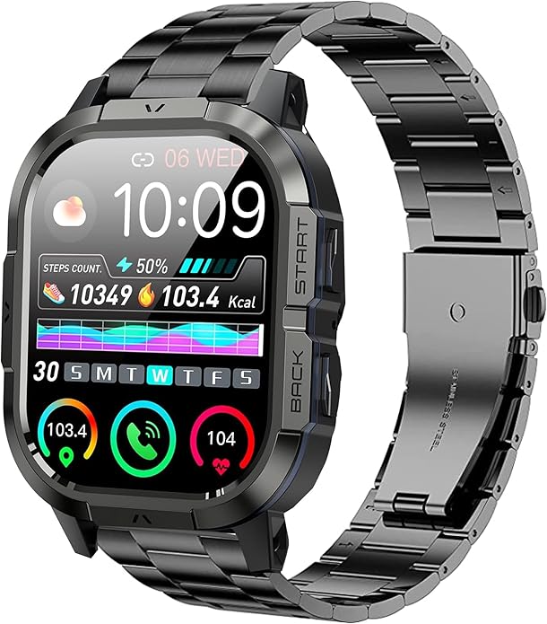 Compatible for Onaneag Smart Watch Band, 22mm Quick Release Stainless Steel Metal Replacement Straps Compatible for Onaneag P110, Ddidbi, Paukila P114, Nihemin 1.96 Watch, Haulvean JX629 Watch