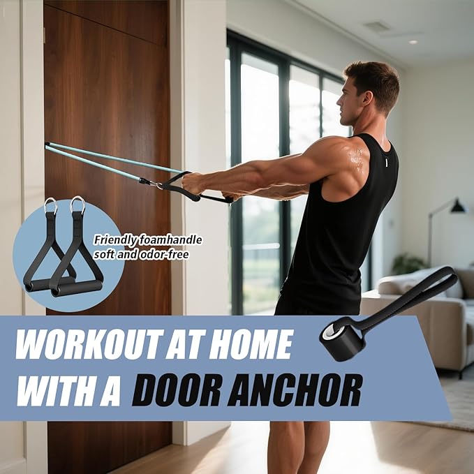 WHATAFIT Resistance Bands, Exercise Bands,Resistance Bands for Working Out, Work Out Bands with Handles for Men and Women Fitness, Strength Training Home Gym Equipment