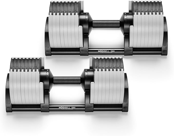 NÜOBELL® Adjustable Dumbbell Set, 5-50 LB or 5-80 LB, Easy Twist 2024-25 Model, All-In-One Weights Set (Pair) for Home, Original Manufacturer