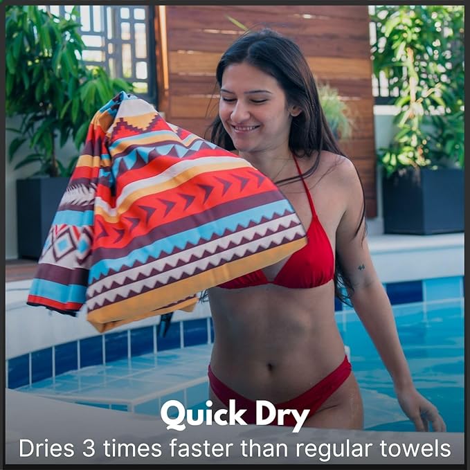 ECCOSOPHY Microfiber Beach Towel - Sand Free Towels are Quick Dry, Light Weight, Super Absorbent - Perfect Pool, Travel, Cruise, Camping Essentials - Oversized Extra Large for Adults 71x35 in