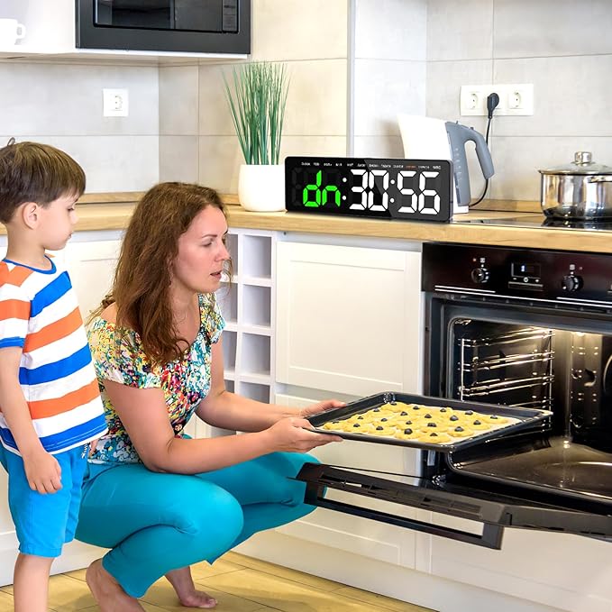 Gym Timer, 16.5" Large Digital Wall Clock for Gym Interval Workout, Remote Control LED Digital Timer for Home Decor, Living Room, Office, Gym, Classroom