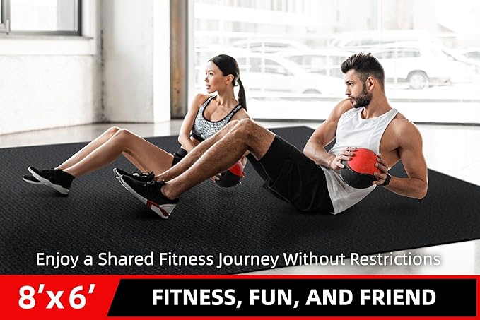 Large Exercise Mat for Home Workout 12‘x6’/10'x6'/9'x6'/8'x6'/7'x5'/6'x4' (7mm) (7mm) Extra