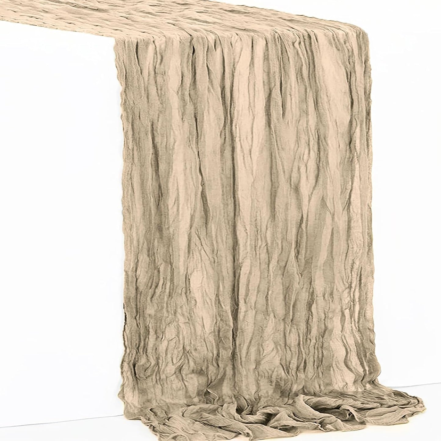 1 Pack Khaki Cheesecloth Table Runner 35x120 Inch 10Ft Rustic Gauze Cheese Cloth Table Runner Sheer Cheesecloth Table Runners for Wedding Party Bridal Shower Decoration