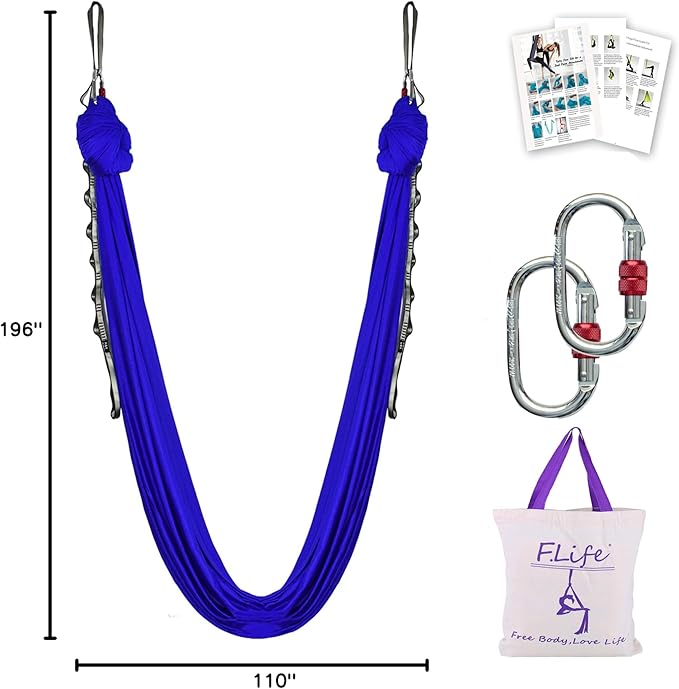 F.Life Aerial Silk Yoga Hammock & Swing for yoga Inversion,Strength training,starter hardware kit