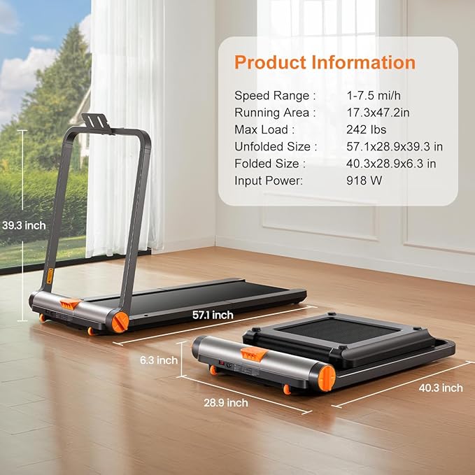 WALKINGPAD MC11 Folding Treadmill for Home, Extended Belt, Compact Running Machine with 7.5 mph Max Speed, No Assembly Needed