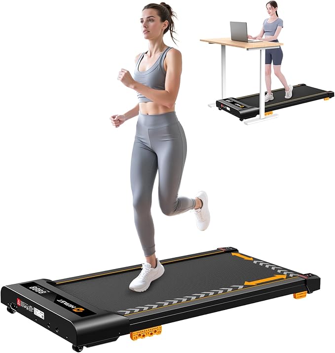 Walking Pad, 2.5HP Under Desk Treadmill for Home Office, 300 Lbs Capacity Portable Treadmills with Remote Control & LED Display, 2 in 1 Running Pad for Walking Jogging and Running
