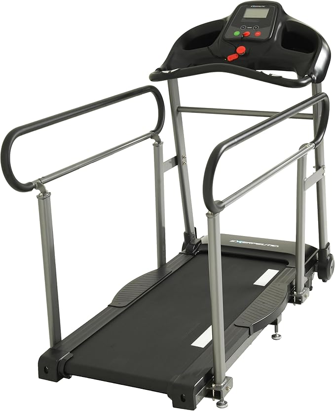 Senior Fitness Treadmill, 400 lb Capacity, Safe Design with Full-Length Rails, Low Step-Up Height, 0.2–4 MPH Motorized Walking Treadmill for Elderly, Recovery & Home Exercise