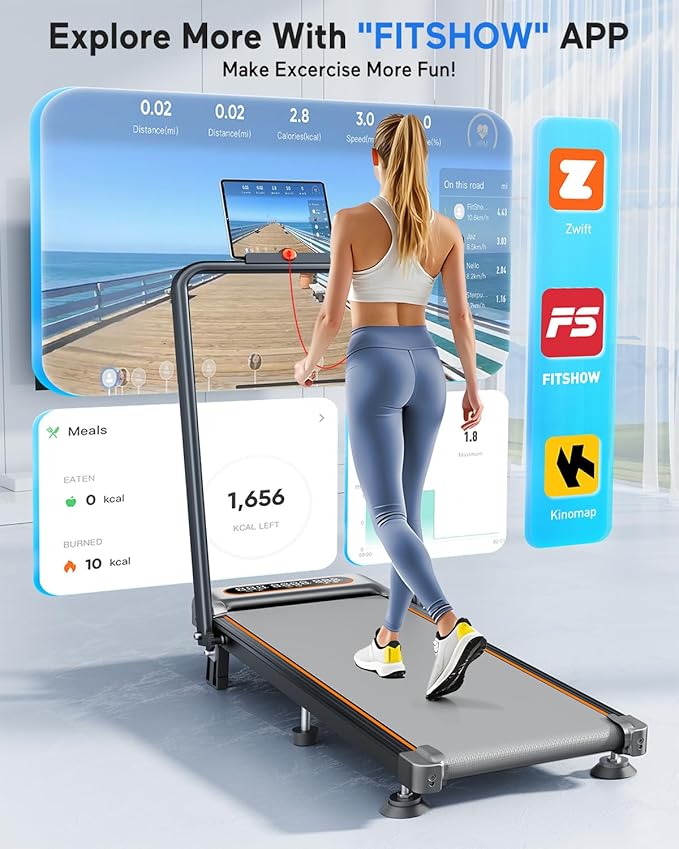 Foldable Treadmill with 10% Incline Upgrade 3.5HP Low Noise Walking Pad Treadmill with Handle Bar Rayspace 4 in 1 Portable Under Desk Treadmills for Home/Office, 350Lbs Capacity, APP & Remote Control