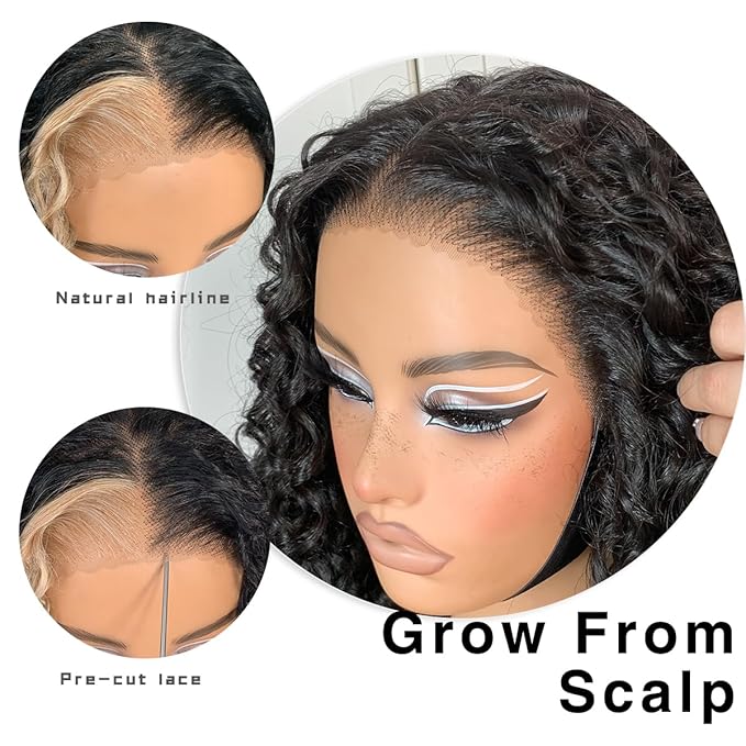 13x6 Skunk Stripe Curly Wig Wear And Go Glueless Wig Pre-Plucked Synthetic Lace Front Wig Pre-Cut Afro Kinky Layred Wig With Natural Hairline 18 Inch