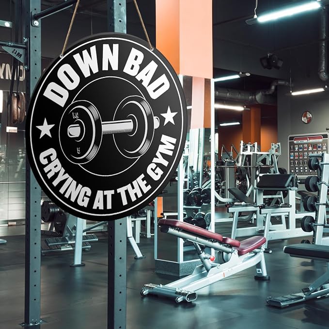Gym Sign Decor, Home Gym Sign, Workout Room Fitness Room Decor Gym Sign Decoration, Gym Gift for Trainer Exercise Lover, Down Bad Crying at The Gym