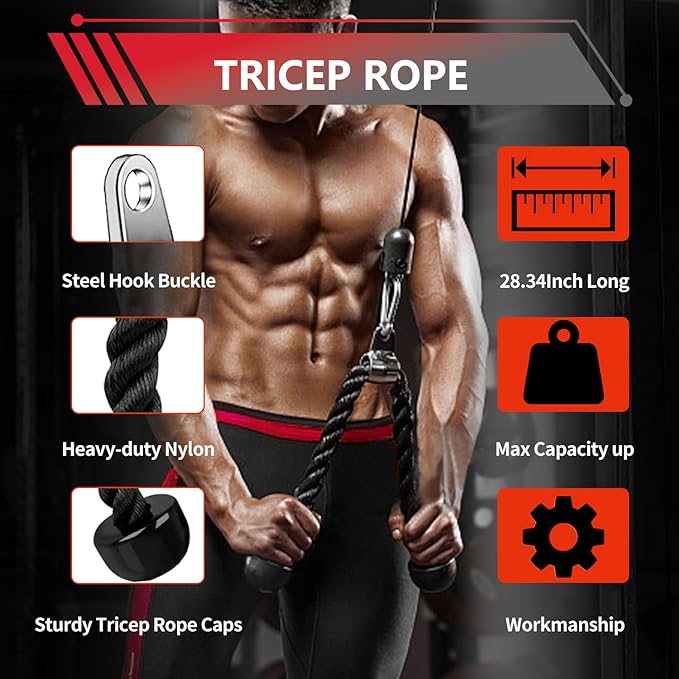 LAT Bar Cable Attachment with Rubber Handgrips, Deluxe Heavy Duty Solid Curl Bar Revolving Hanger Home Gym Cable Attachments