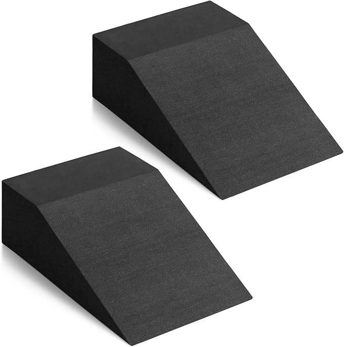 Foam Wedge Slant Board, 2 Pack Squat Wedge for Yoga, Calf Stretching, Physical Therapy & Foot Rehabilitation - Exercise Blocks for Squats, Balance, Pushup & Pilates (Black)