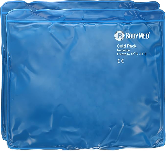 BodyMed Reusable Vinyl Ice Pack (2-Pack) for Knee, Arm, Elbow, Shoulder, Back - Professional Grade Cold Therapy for Injuries, Aches, Swelling, Bruises, Sprains - 14 in. x 12 in. (Standard)