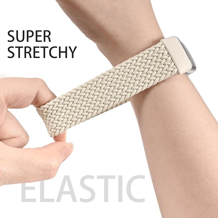 Braided Solo Loop Bands Compatible with Fitbit Charge 6/Charge 5, 3 Pack Adjustable Stretchy Wristbands Soft Woven Nylon Replacement for Fitbit Charge 5/Charge 6 Tracker Smart Watch for Women Men