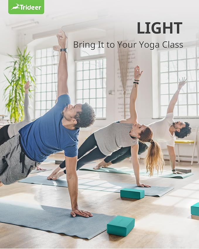 Trideer 9"x6"x3" Yoga Blocks, High Density EVA Foam Blocks 2 Pack, Supportive, Lightweight & Odor Resistant, Yoga Essentials and Accessories for Yogi & Yogini