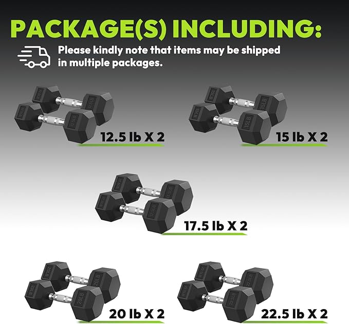Hex Dumbbell Set, 30-480 lb Set Rubber Encased Exercise & Fitness Dumbbells, Weights Dumbbells Set, Hand Weight for Strength Training