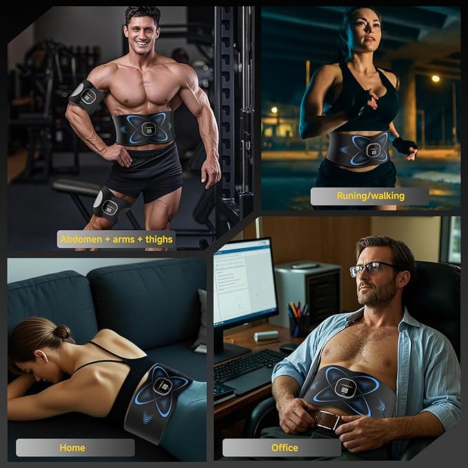FDA Cleared - Heated EMS Abs Stimulator Abdominal , Ab Stimulator Muscle Toner with Heat for Belly Fat loss, ab belt muscle stimullator for Stomach Smooth & Firming, Fitness Workout for Home/Gym Use
