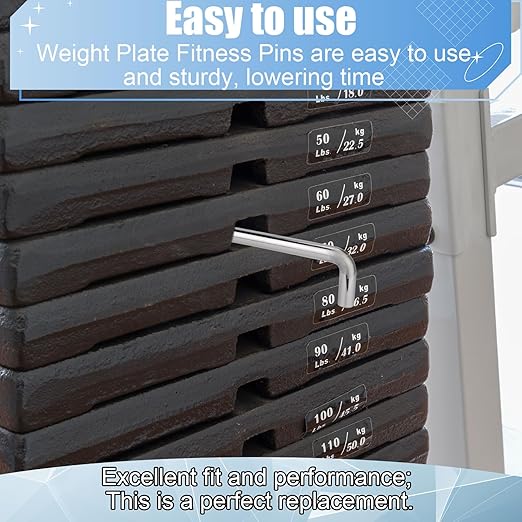 1pcs L-Type Weight Stack Pin, 3/8in Diameter 4.4in Locking Space Weight Stack Selector Pin Universal Fitness Weight Accessories Replacement Parts for Lifting Weight Drop Set Machine Home Gym (Silver)