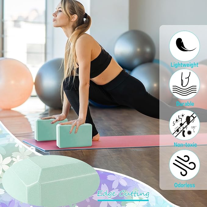 Outus 20 Pcs Yoga Blocks Bulk 9 x 6 x 3 Inch High Density Bricks to Improve Strength Flexibility Balance Soft Non Slip Gymnastic Blocks for Yoga Sports