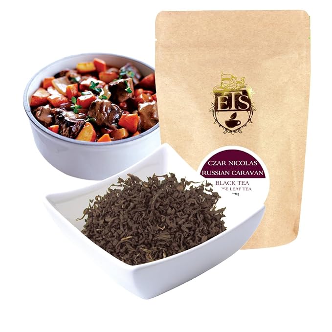 English Tea Store Czar Nicolas Russian Caravan Tea Pouches - 4oz | Loose Leaf Black Tea Blend | Smoky Toasted Lapsang Souchong Notes | Historic Specialty Tea Inspired by Silk Road Traditions