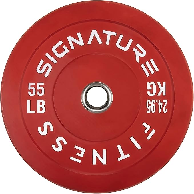 Signature Fitness 2" Olympic Bumper Plate Weight Plates 55LB Single,